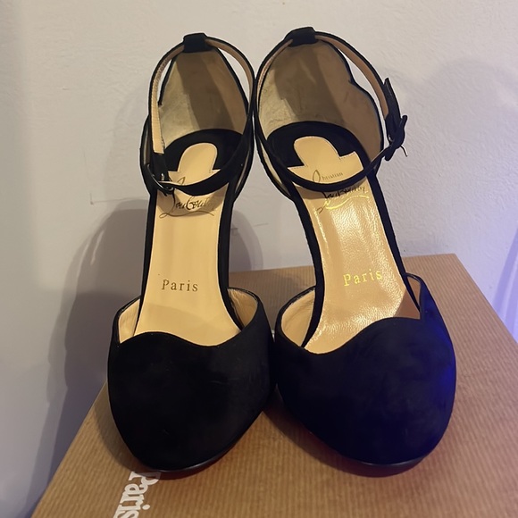 Christian Louboutin Aketi 100 Veau Velours in Black - Size 37.5 - Picture 3 of 5